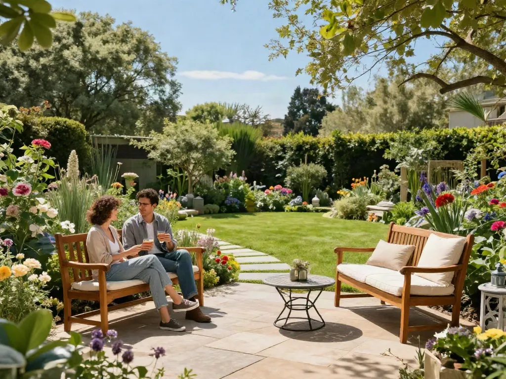 Stylish Charles Taylor Garden Seating enhancing a tranquil outdoor patio.
